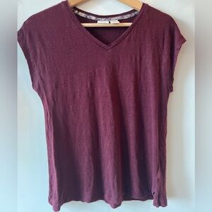 St. Tropez West 100% Linen Short Sleeve Top S